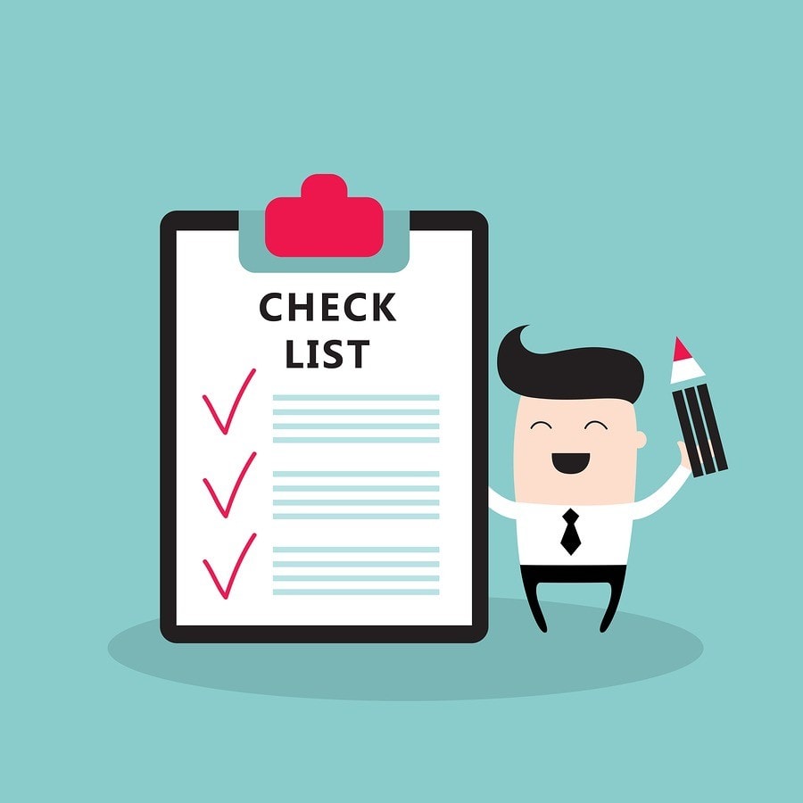 little man cartoon with big checklist of employee handbook and hr policy updates