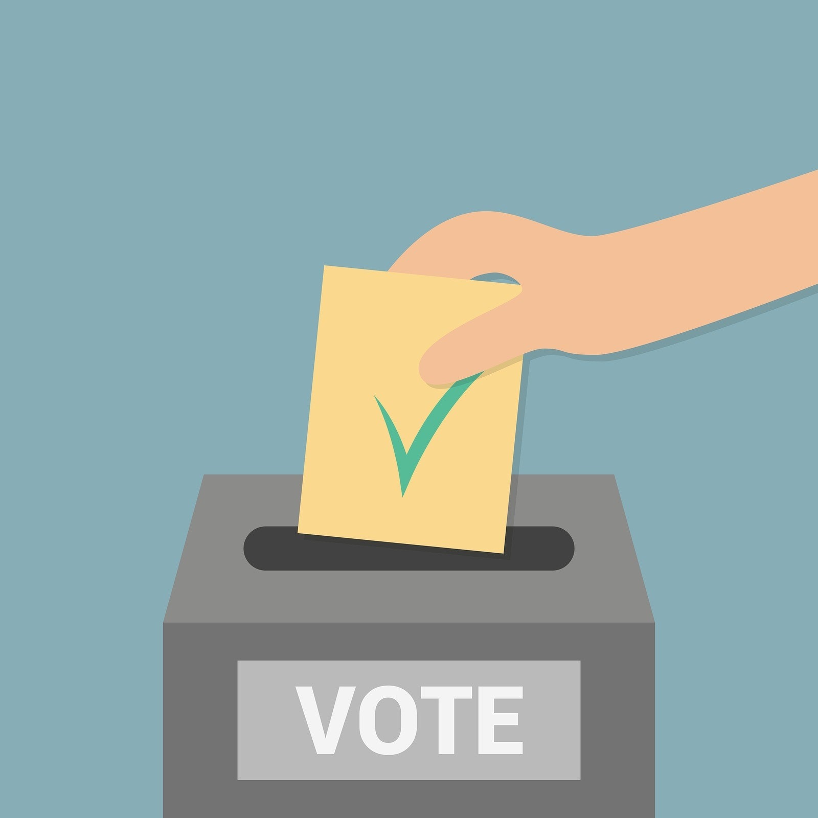 Elections - conceptual illustration. Election day. Cartoon hand with blank