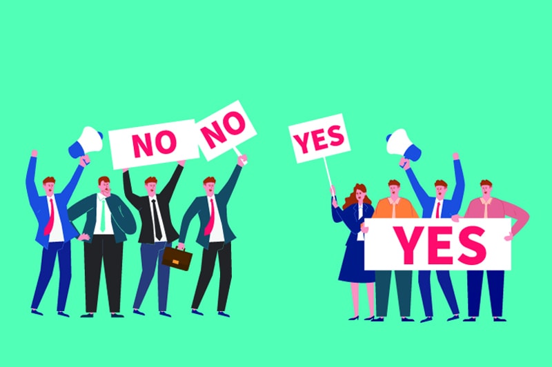 animated figures on opposing sides of a picket line