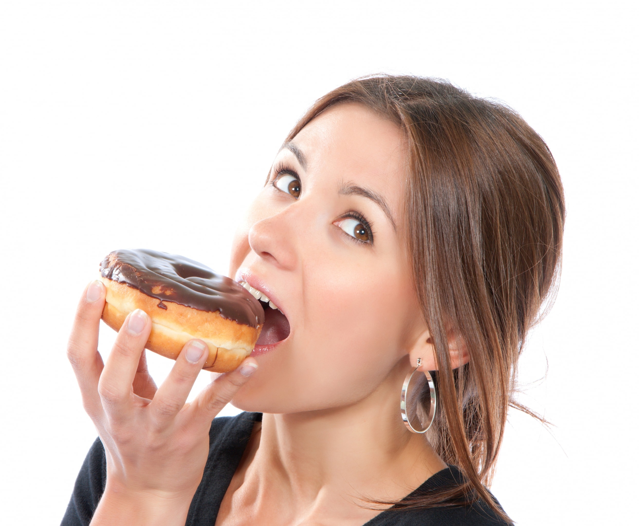 woman eating a donut
